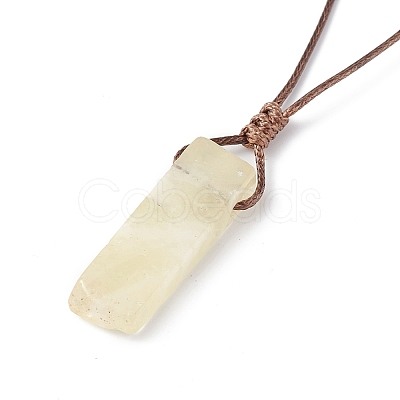 Natural Citrine Nugget Pendant Necklace with Waxed Cord for Women NJEW-F306-01F-1