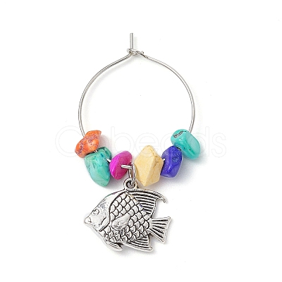 Fish Alloy Wine Glass Charms AJEW-JO00225-1