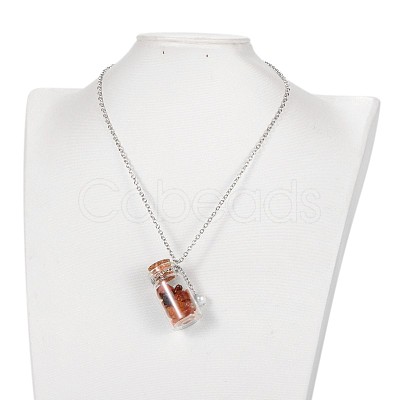 Cute Design Glass Wishing Bottle Pendant Necklaces NJEW-JN01090-1