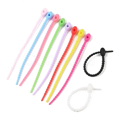 Oval Shape Silicone Cable Zip Ties AJEW-C034-03-1