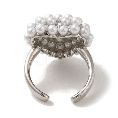 Rack Plating Brass Micro Pave Pearl Rings RJEW-R315-02B-P-1