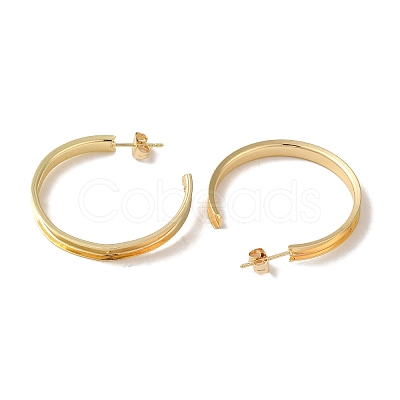 Rack Plating Iron Stud Half Hoop Earrings EJEW-M254-01G-02-1