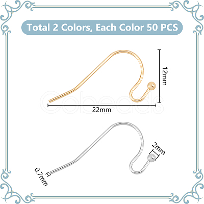 Unicraftale 100Pcs 2 Style 316 Surgical & 304 Stainless Steel Earring Hooks STAS-UN0054-50-1