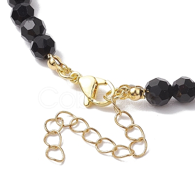 Brass with Glass Beaded Necklaces NJEW-JN04703-1