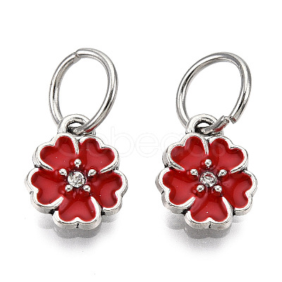 Enamel Style Flower Alloy Rhinestone Charms ENAM-S085-03-1