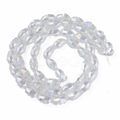 Electroplate Transparent Glass Beads Strands EGLA-N002-35-C02-1