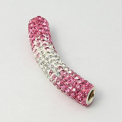 Polymer Clay Rhinestone Tube Beads RB-K002-01-1