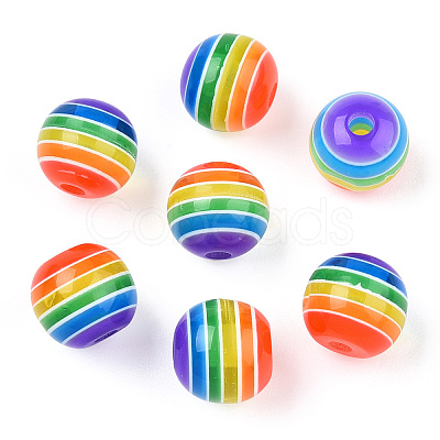 Transparent Stripe Resin Beads X1-RESI-S345-8mm-10A-1