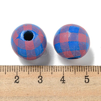 Printed Wood European Beads WOOD-G022-13J-1