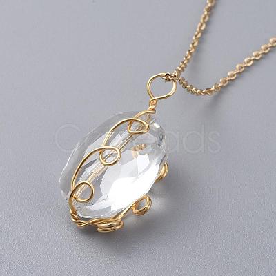 Glass Pendant Necklaces NJEW-JN02587-04-1