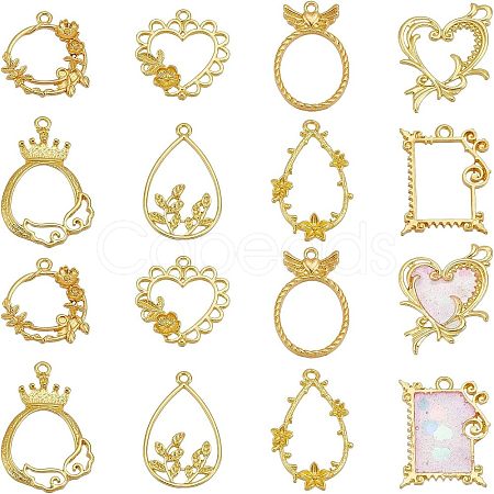 Olycraft 32Pcs 8 Style Alloy Open Back Bezel Pendants PALLOY-OC0002-86-1