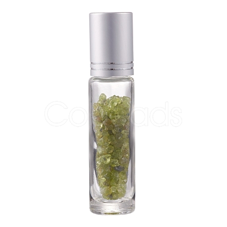 Natural Peridot Chip Bead Roller Ball Bottles AJEW-H101-01A-1