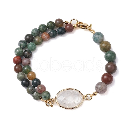 Round Natural Indian Agate Beaded Bracelets BJEW-JB10543-1