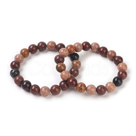 Natural Fancy Jasper Beaded Stretch Bracelets BJEW-G606-01-1