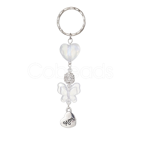 Alloy Heart with Word Mom Pendant Keychain KEYC-JKC00599-1