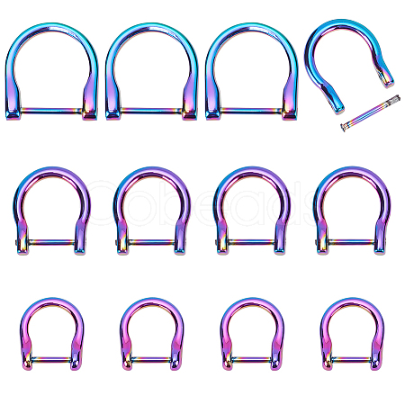WADORN 12Pcs 3 Styles Alloy D-Ring Anchor Shackle Clasps FIND-WR0008-73-1