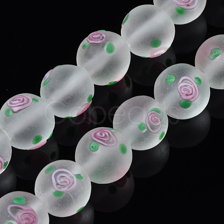 Handmade Frosted Lampwork Beads Strands LAMP-N021-39C-1