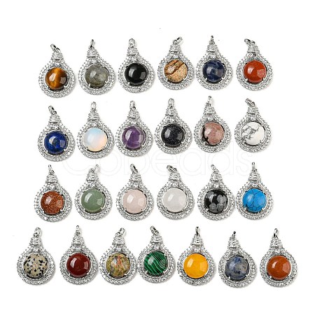 Natural & Synthetic Mixed Gemstone with Clear Cubic Zirconia Pendants G-G133-01P-1