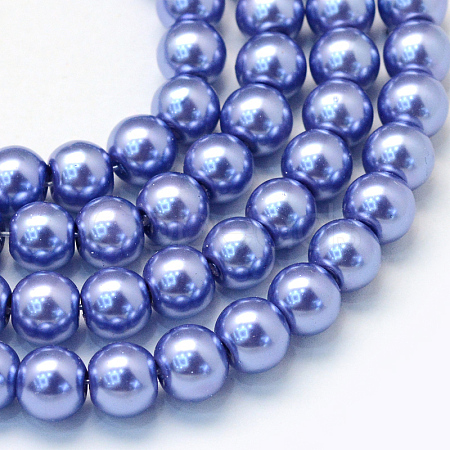 Baking Painted Pearlized Glass Pearl Round Bead Strands HY-Q003-12mm-09-1
