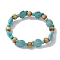 Beach Turtle Dye Synthetic Turquoise Beaded Stretch Barcelets, Summer Wood Beaded Stretch Bracelets for Women, Turquoise, Inner Diameter: 1-7/8~2 inch(4.85~5.2cm), Bead: 7x8~8.5mm, Turtle: 17x14mm 