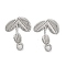 Non-Tarnish 304 Stainless Steel Studs Earring Findings, Leaf, Stainless Steel Color, 23x18.5mm, Hole: 2.5mm, Pin: 11x0.5mm