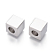 Tarnish Resistant 304 Stainless Steel European Beads, Large Hole Beads, Cube, Stainless Steel Color, 9x9x9mm, Hole: 5mm