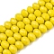 Opaque Solid Color Imitation Jade Glass Beads Strands, Faceted, Rondelle, Yellow, 8x6mm, Hole: 1mm, about 64~65pcs/strand, 40~41cm