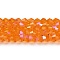 Transparent Electroplate Glass Beads Strands, AB Color Plated, Faceted, Bicone, Orange, 2.9~3.3x2.5mm, Hole: 0.7mm, about 145~150pcs/strand, 16.34~16.54 inch(41.5~42cm)