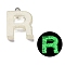 Luminous Resin Pendants, Glow in the Dark, with Platinum Plated Loop, Letter, Letter R, 21~24x5.5~28x5~5.5mm, Hole: 1.8mm