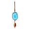 Natural Agate Slice Pendant Decorations, Braided Polyester Thread and Gemstone Chip Tassel Hanging Ornaments, Light Sky Blue, 205~210mm