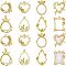 Olycraft 32Pcs 8 Style Alloy Open Back Bezel Pendants, for DIY UV Resin, Epoxy Resin, Pressed Flower Jewelry, Mixed Shapes, Golden, 4pcs/style