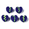 Handmade Polymer Clay Beads, for DIY Jewelry Crafts Supplies, Heart, Dark Blue, 8x9~9.5x4~4.5mm, Hole: 1.8mm