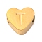 Ion Plating(IP) Tarnish Resistant 304 Stainless Steel Beads, Heart with Letter, Golden, Letter T, 7x8x3mm, Hole: 2mm