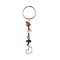 Natural Gemstone Chips Keychains, Alloy Charms Keychains with Iron Split Key Rings, Heart, 9cm, Charm: 14x15.5x2mm