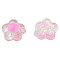 Transparent Epoxy Resin Cabochons, with Paillettes, Flower, Pink, 20x19x11mm