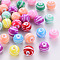 Opaque Striped Acrylic Beads, Round, Mixed Color, 11.5x10.5mm, Hole: 2.5mm, about 549pcs/500g