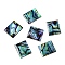 Natural Paua Shell Rectangle Cabochons, with Acrylic Back, 15.5x13x1.5mm