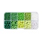 DIY 10 Grids ABS Plastic & Glass Seed Beads Jewelry Making Finding Beads Kits, Round & Rondelle, Green, 2~6x1.5~5.5mm, Hole: 0.8~1.6mm