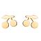 Cute Mini Cherry Apple Earrings Stainless Steel Fruit Jewelry Sweet Accessories, Golden, size 1