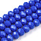 Opaque Solid Color Imitation Jade Glass Beads Strands, Faceted, Rondelle, Royal Blue, 4x3mm, Hole: 0.4mm, about 113~115pcs/strand, 41~41.5cm