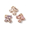 Brass Charms, with Glass, Flower, Golden, Mixed Color, 9x9x3mm, Hole: 1mm