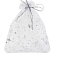 Sliver Stamping Star Organza Printed Gift Drawstring Bags, Jewelry Pouches, Wedding Party Christmas Favor Gift Bags, Rectangle, White, 12x9cm