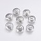 CCB Plastic Beads, Flat Round with Flower, Antique Silver, 18x10mm, Hole: 2mm