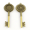 Tibetan Style Key Alloy Big Pendants Cabochon Settings, Cadmium Free & Nickel Free & Lead Free, Antique Bronze, Tray: 20mm, 80x30x5mm, Hole: 3mm, about 84pcs/1000g