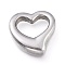 Tarnish Resistant 304 Stainless Steel Linking Rings, Heart, Stainless Steel Color, 12.5x12.5x3.5mm, Inner Diameter: 5x8mm