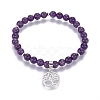 Natural Amethyst Charm Bracelets BJEW-I275-B07-1