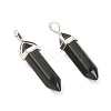 2Pcs Natural Obsidian Double Terminal Pointed Pendants G-YW0002-04-3