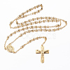Rosary Bead Necklace with Crucifix Cross NJEW-L450-09G-1