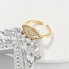 Rack Plating Brass Micro Pave Clear Cubic Zirconia Cuff Finger Rings for Women RJEW-M028-72G-2