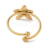 Ion Plating (IP) 304 Stainless Steel Starfish Open Cuff Rings for Women RJEW-M167-08C-G-3